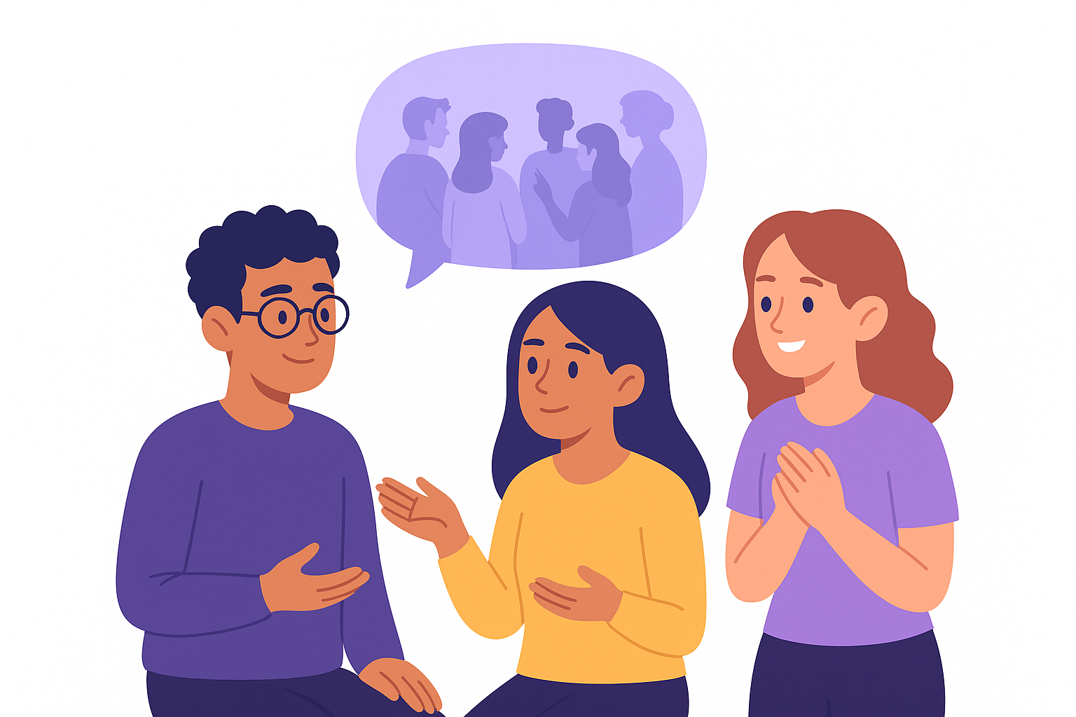 Twee mensen praten in een veilige online omgeving