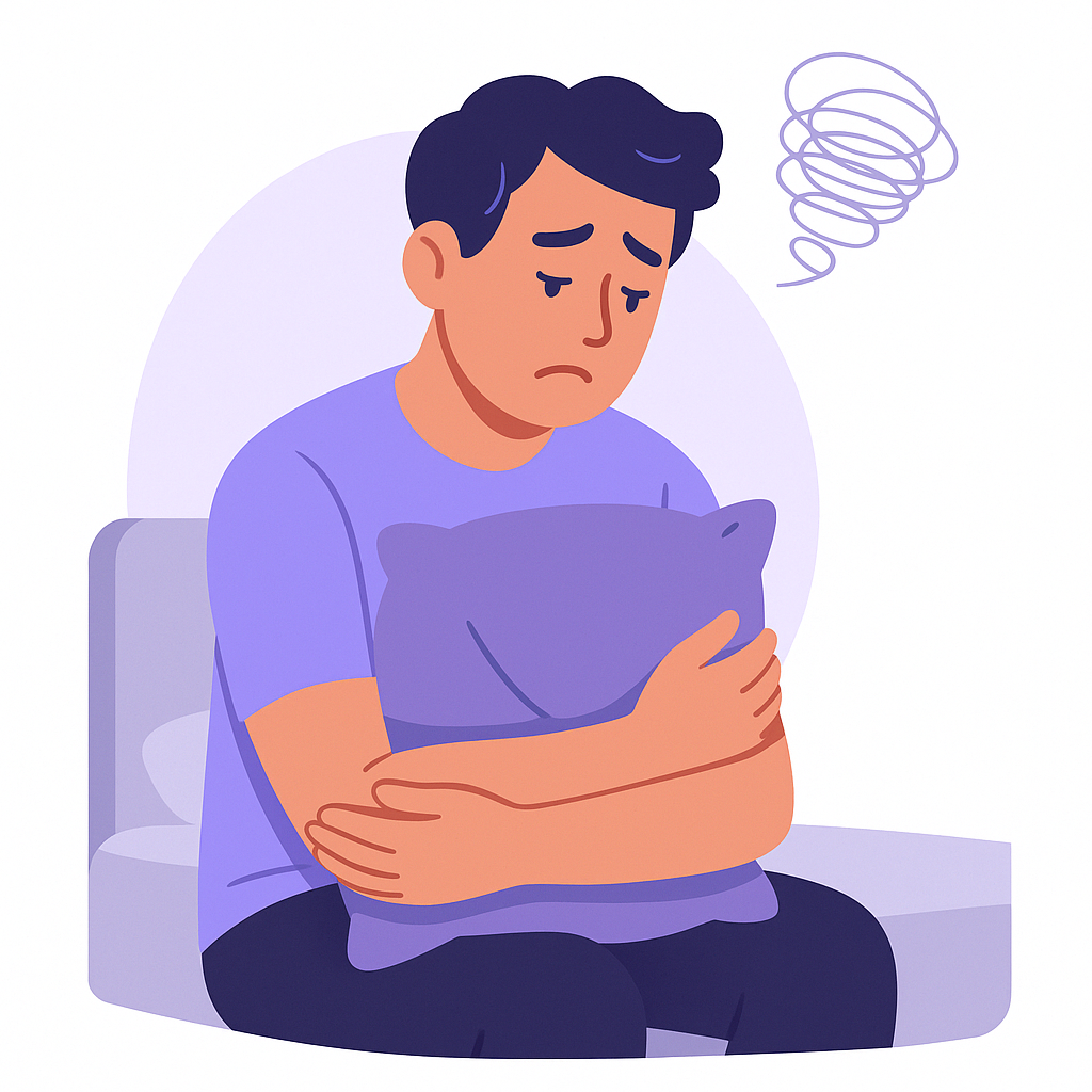 Jonge man met bezorgde blik om mentale struggles te illustreren