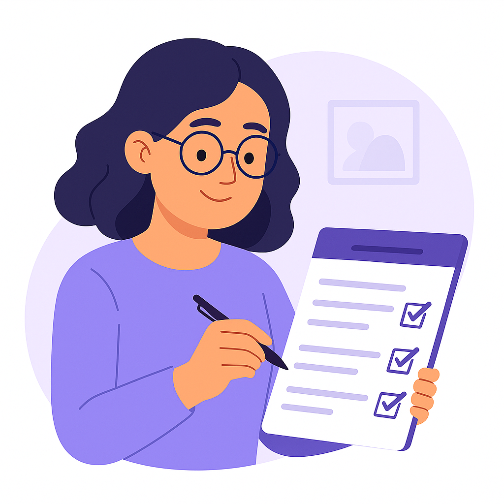 Illustratie van een vragenlijst invullen